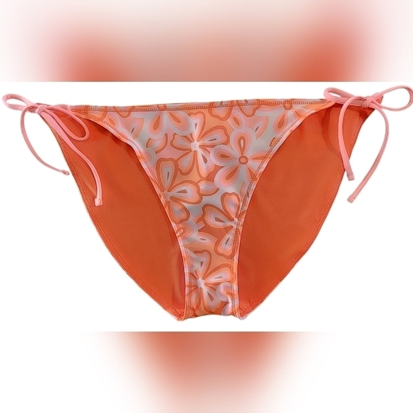 NB Swim Reversible Side Tie Bikini Bottom  XL  Floral Orange Pink White NWT - Picture 1 of 9